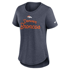 Denver Broncos Women's Script Tri-Blend T-Shirt Navy - Nike