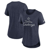 Dallas Cowboys Women's Script Tri-Blend T-Shirt Heather Navy - Nike