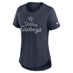 Dallas Cowboys Women's Script Tri-Blend T-Shirt Heather Navy - Nike