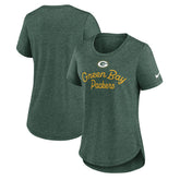 Green Bay Packers Women's Script Tri-Blend T-Shirt Green - Nike
