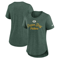 Green Bay Packers Women's Script Tri-Blend T-Shirt Green - Nike