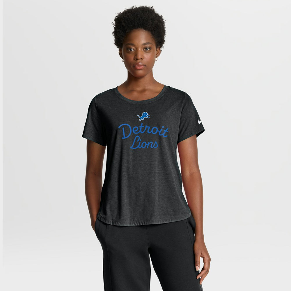 Detroit Lions Women's Script Tri-Blend T-Shirt Black - Nike
