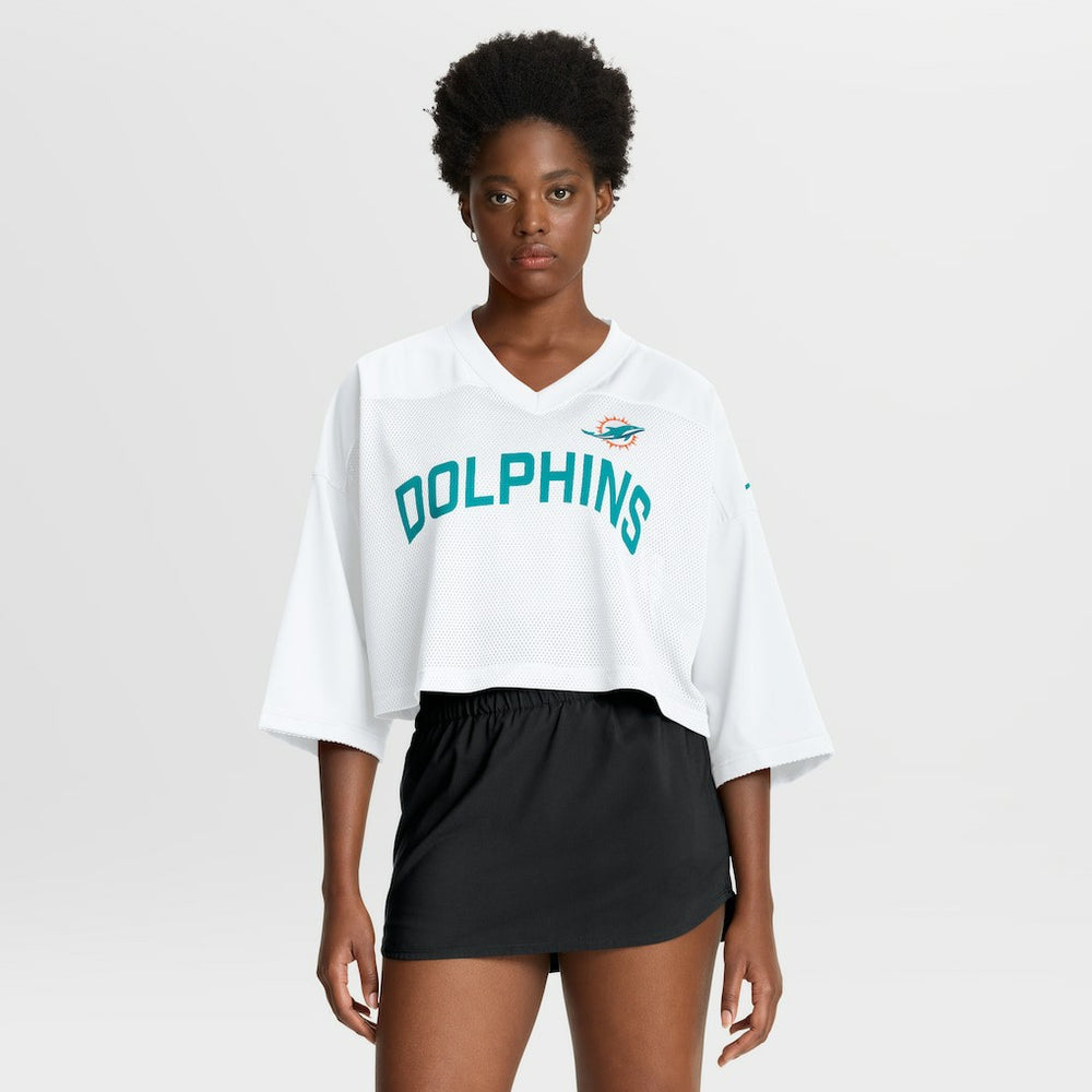 Miami Dolphins Women's Primetime Cropped Mesh Dri-FIT Fashion Jersey White - Nike