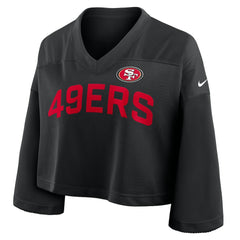 San Francisco 49ers Women's Primetime Cropped Mesh Dri-FIT Fashion Jersey Black - Nike