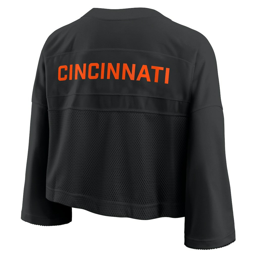 Cincinnati Bengals Women's Primetime Cropped Mesh Dri-FIT Fashion Jersey - Black | NFL Jerseys