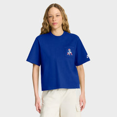 New England Patriots Women's Rewind Pocket Boxy T-Shirt Royal - Nike