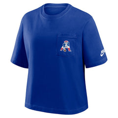 New England Patriots Women's Rewind Pocket Boxy T-Shirt Royal - Nike