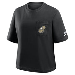 New Orleans Saints Women's Rewind Pocket Boxy T-Shirt Black - Nike
