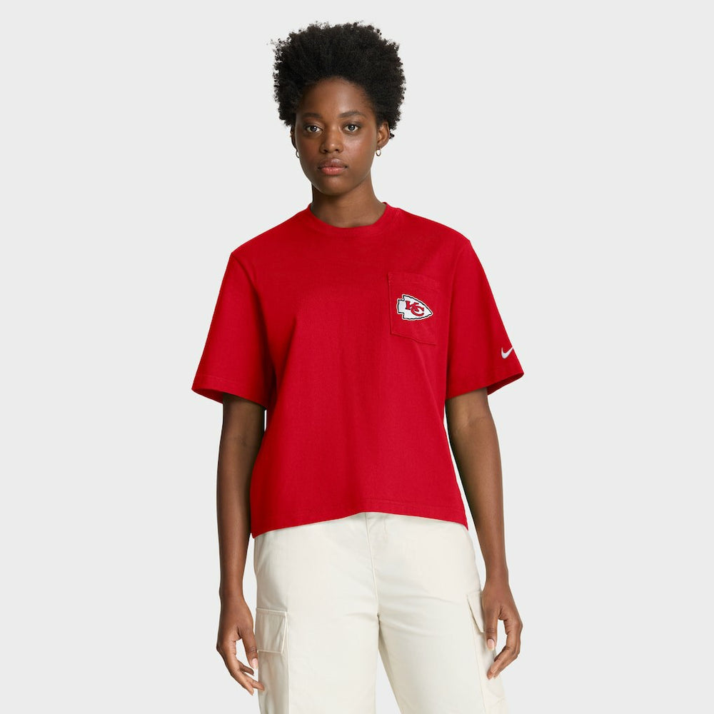 Kansas City Chiefs Women's Rewind Pocket Boxy T-Shirt Red - Nike
