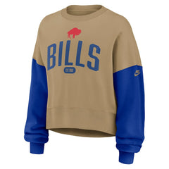 Buffalo Bills Women's Oversized Rewind Pullover Sweatshirt Tan - Nike