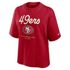 San Francisco 49ers Women's Essential Script Relaxed Boxy T-Shirt Scarlet - Nike