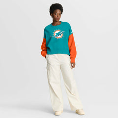 Miami Dolphins Women's Oversized Color-Block Pullover Sweatshirt Aqua - Nike