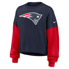 New England Patriots Women's Oversized Color-Block Pullover Sweatshirt Navy - Nike