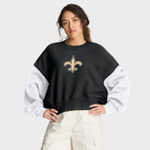 New Orleans Saints Women's Oversized Color-Block Pullover Sweatshirt Black - Nike