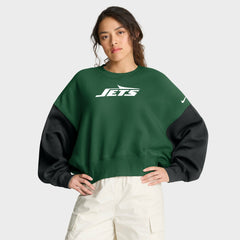 New York Jets Women's Oversized Color-Block Pullover Sweatshirt Green - Nike