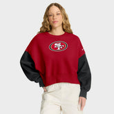 San Francisco 49ers Women's Oversized Color-Block Pullover Sweatshirt Scarlet - Nike