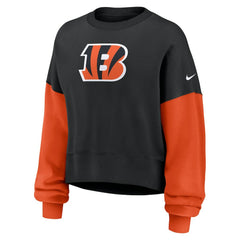 Cincinnati Bengals Women's Oversized Color-Block Pullover Sweatshirt Black - Nike
