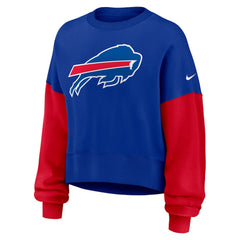 Buffalo Bills Women's Oversized Color-Block Pullover Sweatshirt Royal - Nike