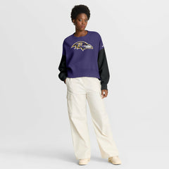 Baltimore Ravens Women's Oversized Color-Block Pullover Sweatshirt Purple - Nike