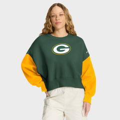 Green Bay Packers Women's Oversized Color-Block Pullover Sweatshirt Green - Nike