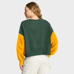 Green Bay Packers Women's Oversized Color-Block Pullover Sweatshirt Green - Nike