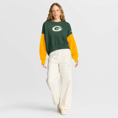 Green Bay Packers Women's Oversized Color-Block Pullover Sweatshirt Green - Nike