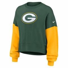Green Bay Packers Women's Oversized Color-Block Pullover Sweatshirt Green - Nike