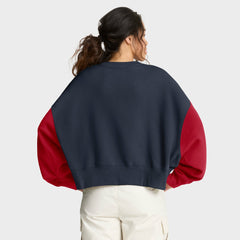 Houston Texans Women's Oversized Color-Block Pullover Sweatshirt Navy - Nike