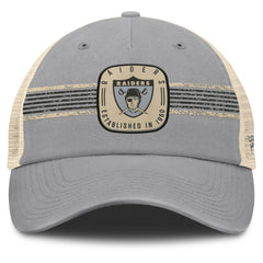 Las Vegas Raiders Heritage Bootleg Trucker Adjustable Hat Gray - Fanatics