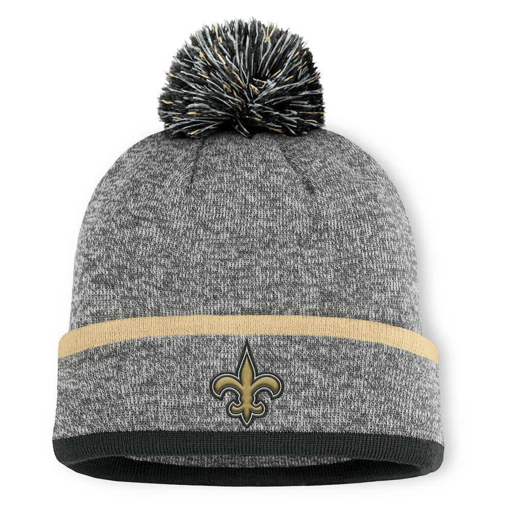 New Orleans Saints Motion Cuffed Knit Hat with Pom Heather Gray - Fanatics