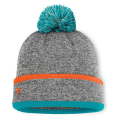 Miami Dolphins Motion Cuffed Knit Hat with Pom Heather Gray - Fanatics