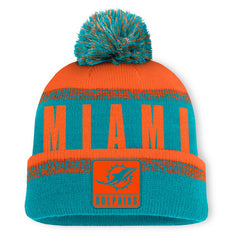 Miami Dolphins Play Action Cuffed Knit Hat with Pom Aqua/Orange - Fanatics