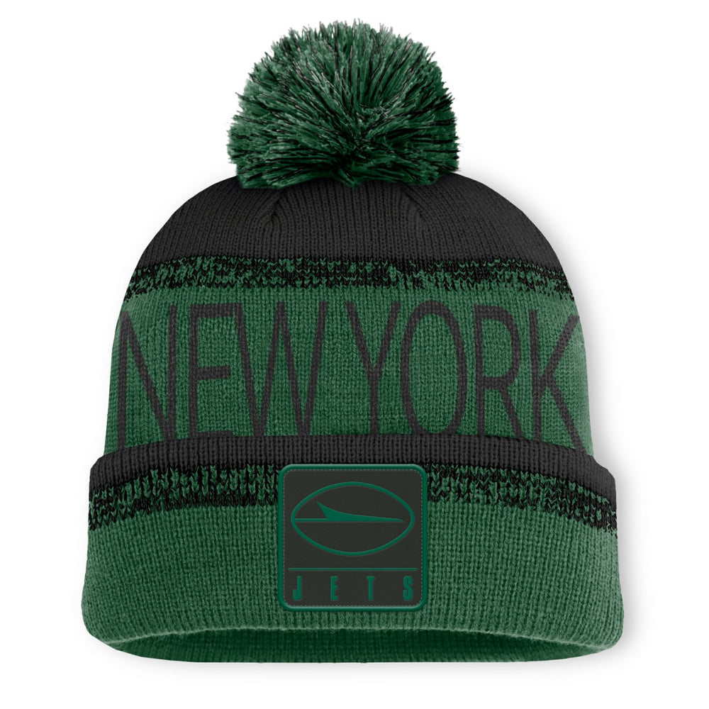 New York Jets Play Action Cuffed Knit Hat with Pom Green/Black - Fanatics