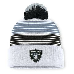 Las Vegas Raiders Ghost Cuffed Knit Hat with Pom White - Fanatics