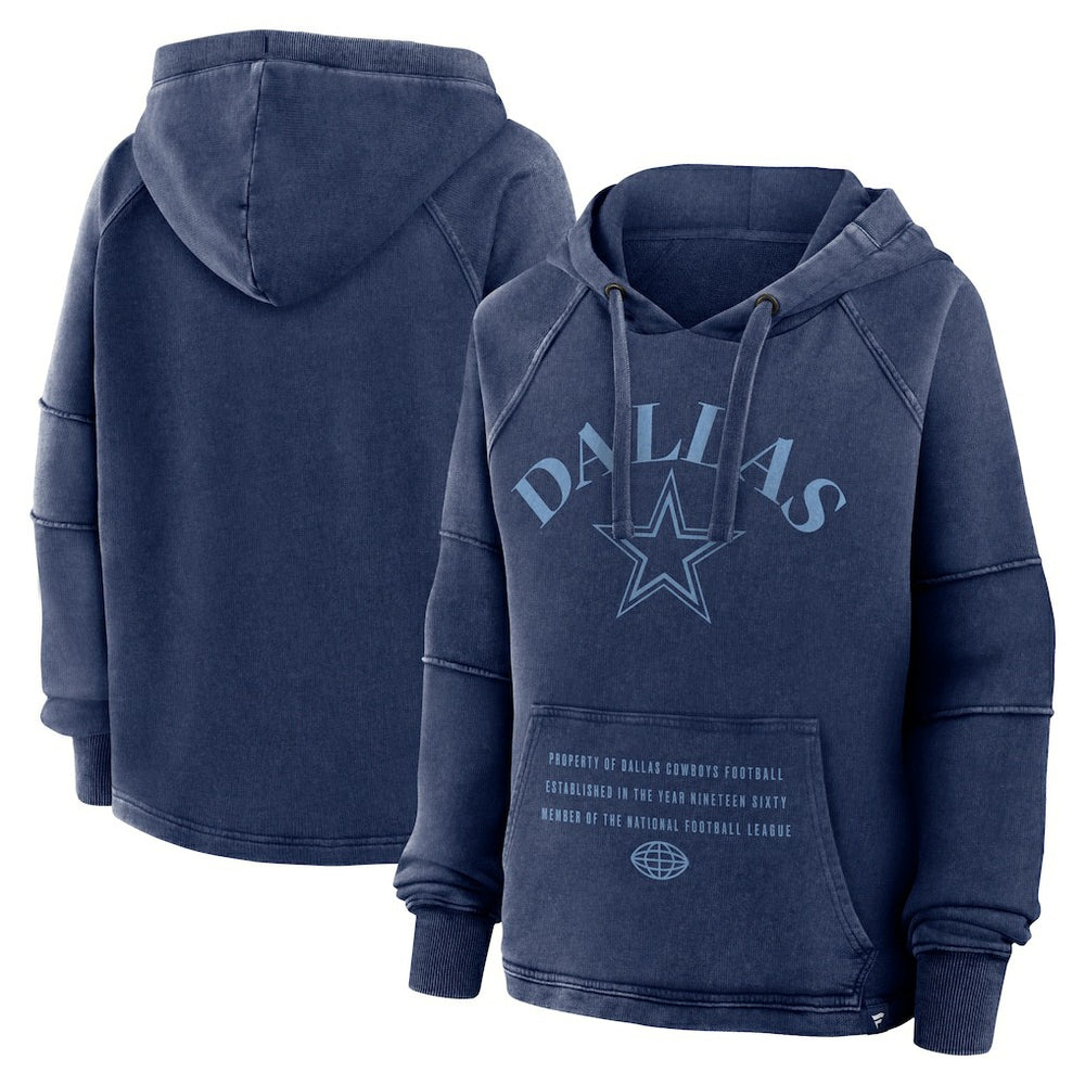 Dallas Cowboys Women's Oversized Raglan Gridiron Hoodie Navy - Fanatics