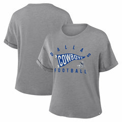 Dallas Cowboys Women's Pennant Wave Tribute Tri-Blend Boxy T-Shirt Heather Gray - Fanatics