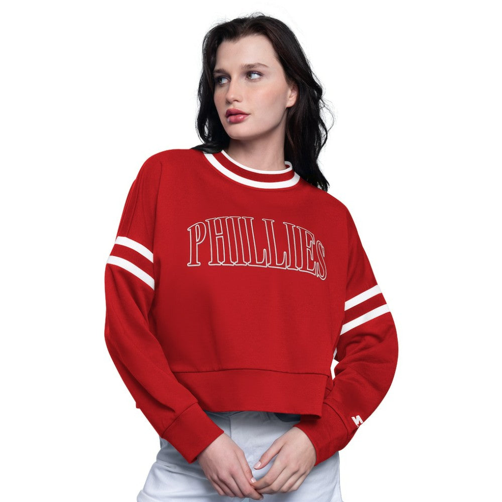 Philadelphia Phillies Starter Women's Power Play Cropped Pullover Sweatshirt Lifestyle