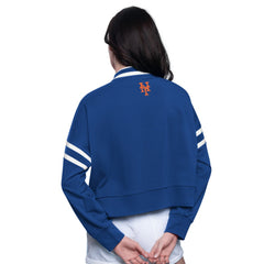 New York Mets Starter Women's Power Play Cropped Pullover Sweatshirt Sale