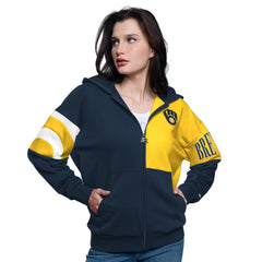 Milwaukee Brewers Starter Women's Curve Ball Full Zip Hoodie Sweatshirt Sale