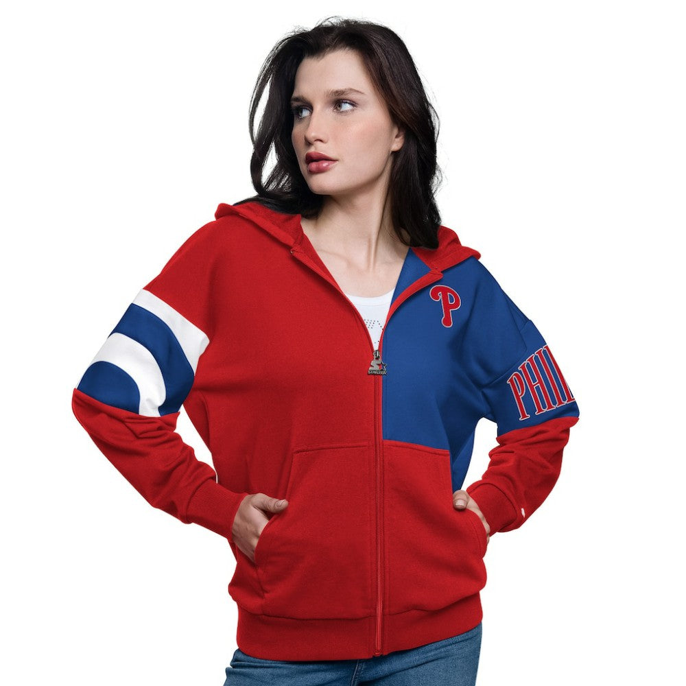Philadelphia Phillies Starter Women's Curve Ball Full Zip Hoodie Sweatshirt Online