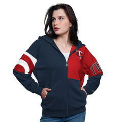 Minnesota Twins Starter Women's Curve Ball Full Zip Hoodie Sweatshirt Clearance