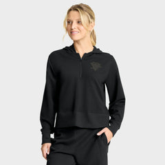 Pittsburgh Penguins Fanatics Women's Authentic Pro Road Tri-Blend Quarter-Zip Hoodie Black