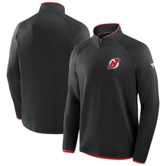 New Jersey Devils - Fanatics Authentic Pro Rink Raglan Quarter-Zip Pullover Black