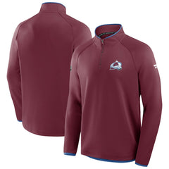 Colorado Avalanche - Fanatics Authentic Pro Rink Raglan Quarter-Zip Pullover Burgundy