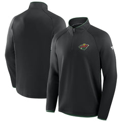 Minnesota Wild - Fanatics Authentic Pro Rink Raglan Quarter-Zip Pullover Black