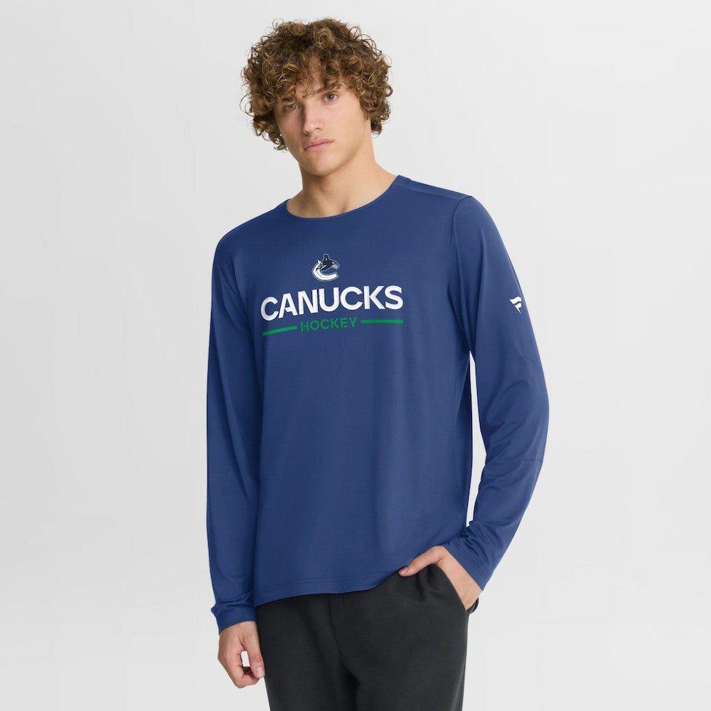 Vancouver Canucks - Fanatics Authentic Pro Rink Tech Long Sleeve T-Shirt Blue