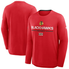 Chicago Blackhawks Fanatics Authentic Pro Centennial Rink Tech Long Sleeve T-Shirt Red