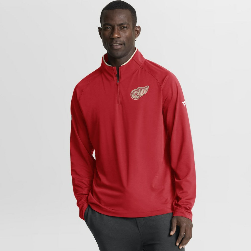 Detroit Red Wings - Fanatics Authentic Pro Rink Training Centennial Raglan Quarter-Zip Pullover Red