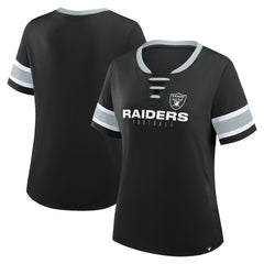Las Vegas Raiders Women's Redzone Draw Play Athena Lace-Up T-Shirt Black - Fanatics