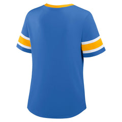 Los Angeles Chargers Women's Redzone Draw Play Athena Lace-Up T-Shirt Powder Blue - Fanatics